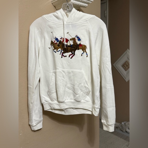 Polo by Ralph Lauren White Hoodie with Embroidered Riders - Picture 11 of 11